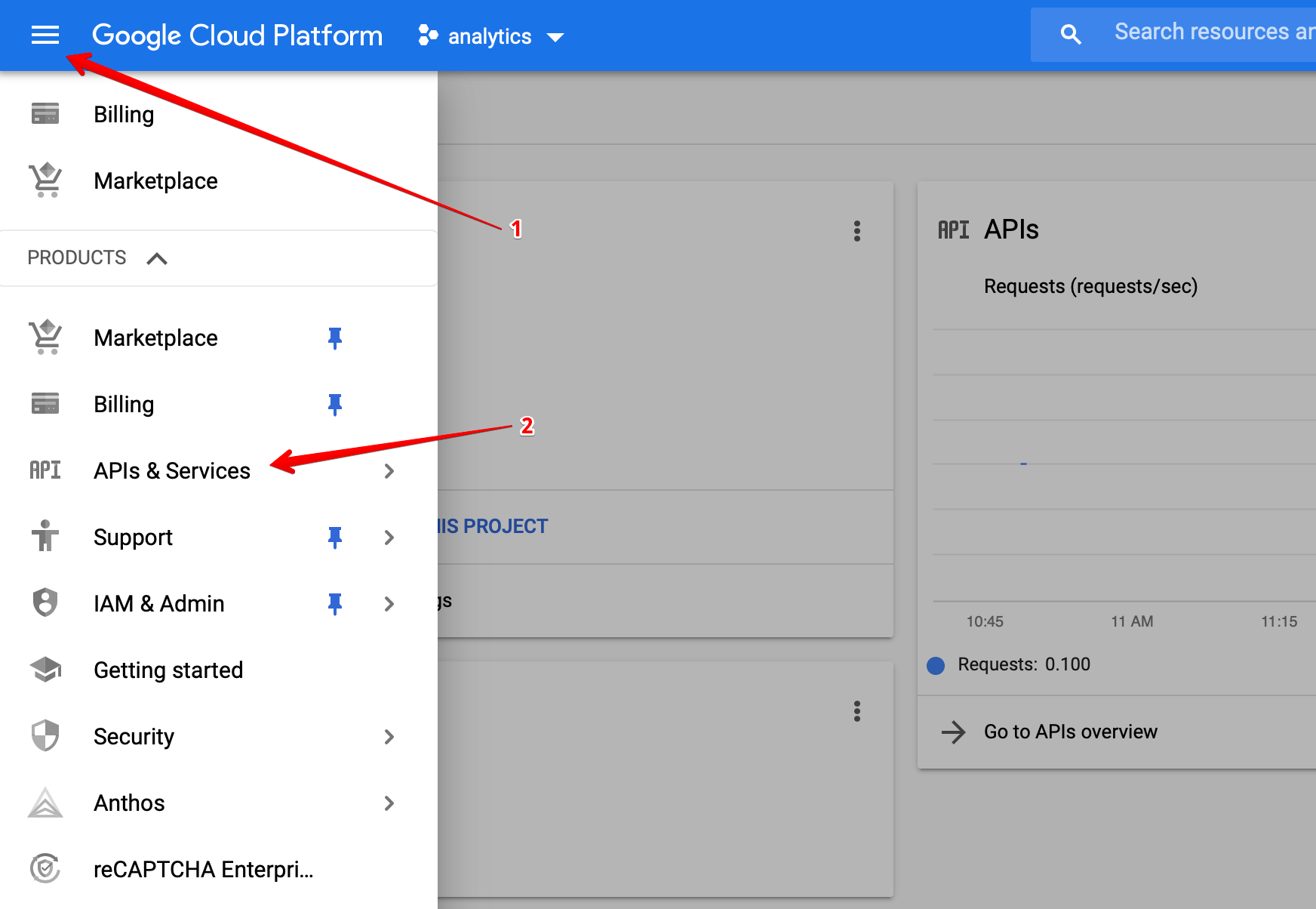 Click on APIs & Services