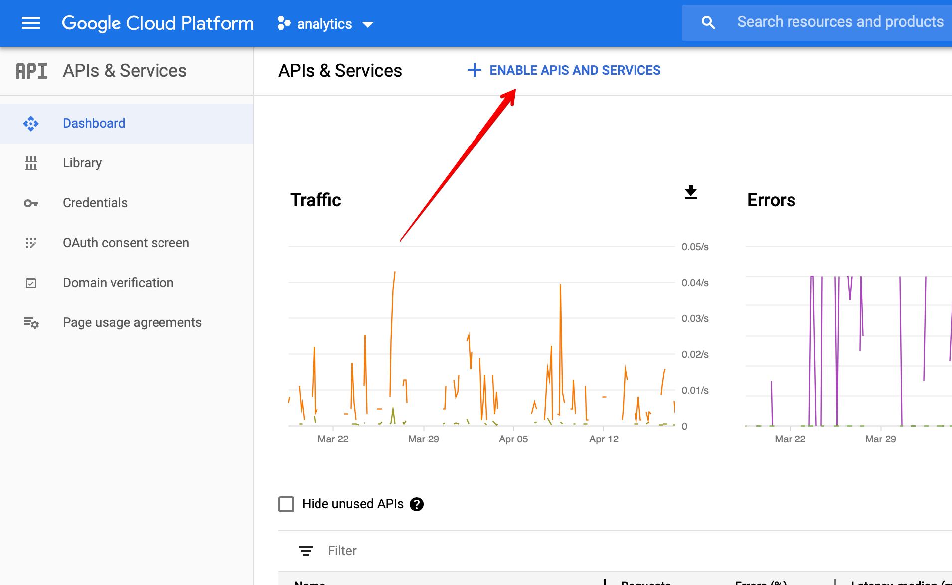 Enable APIs and Services